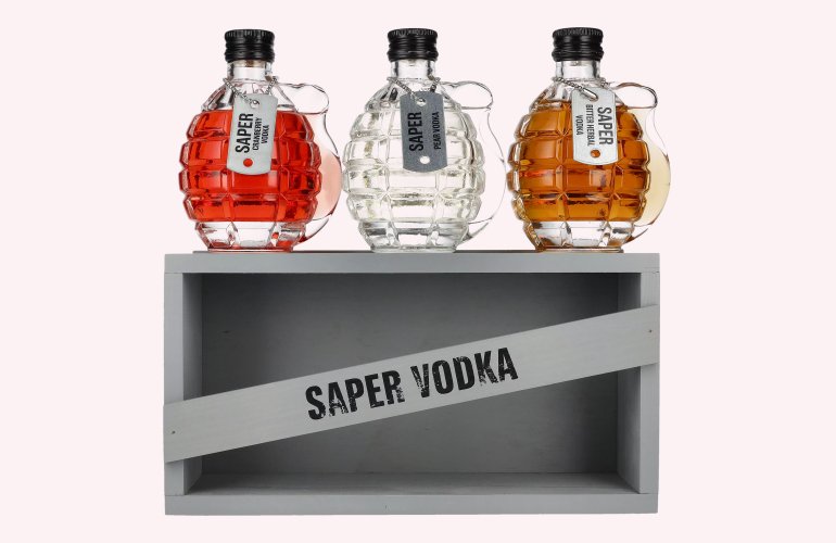 Saper Vodka 40% Vol. 3x0,2l in Holzkiste