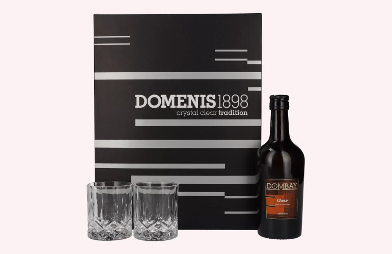 Domenis 1898 DOMBAY Choco crema di cioccolato 17% Vol. 0,5l in Giftbox with 2 glasses