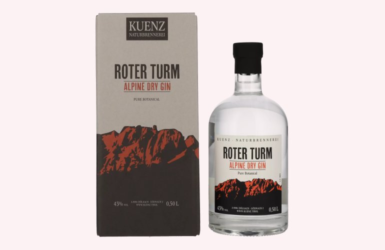 Roter Turm Alpine Dry Gin Pure Botanical 43% Vol. 0,5l in Geschenkbox