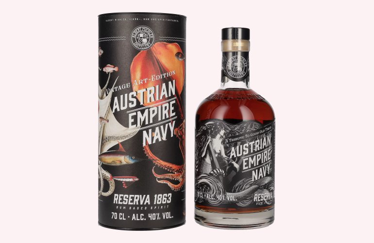 Austrian Empire Navy RESERVA 1863 Rum Based Spirit VINTAGE ART-Edition 40% Vol. 0,7l in Giftbox