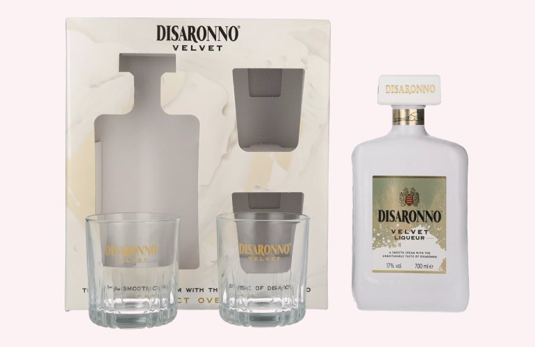 Disaronno VELVET Liqueur 17% Vol. 0,7l in Giftbox with 2 glasses