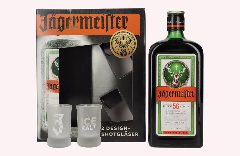 Jägermeister 35% Vol. 0,7l in Giftbox with 2 Shotgläser