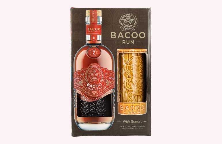 Bacoo 7 Years Old Rum 40% Vol. 0,7l in Geschenkbox mit Tiki Mug