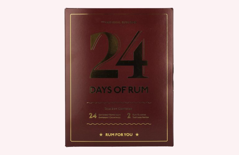 1423 S.B.S 24 DAYS OF RUM The Original Rum Box 42,9% Vol. 24x0,02l in Geschenkbox mit 2 Nosing Gläsern