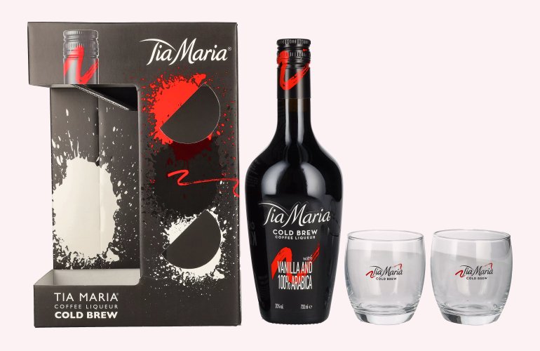 Tia Maria Cold Brew Coffee Liqueur 20% Vol. 0,7l in Geschenkbox mit 2 Gläsern