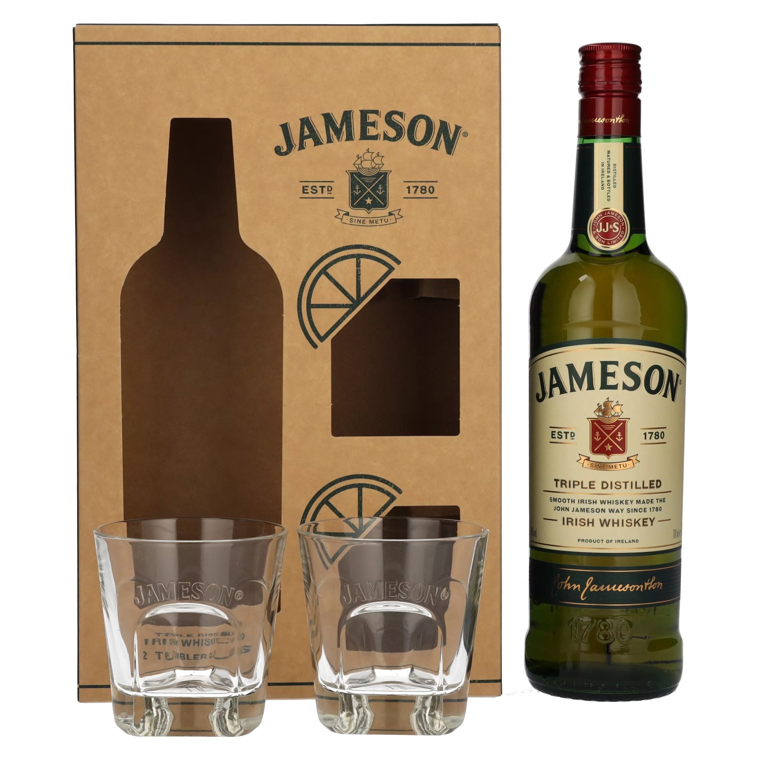 2 JAMESON IRISH WHISKEY GLASSES 