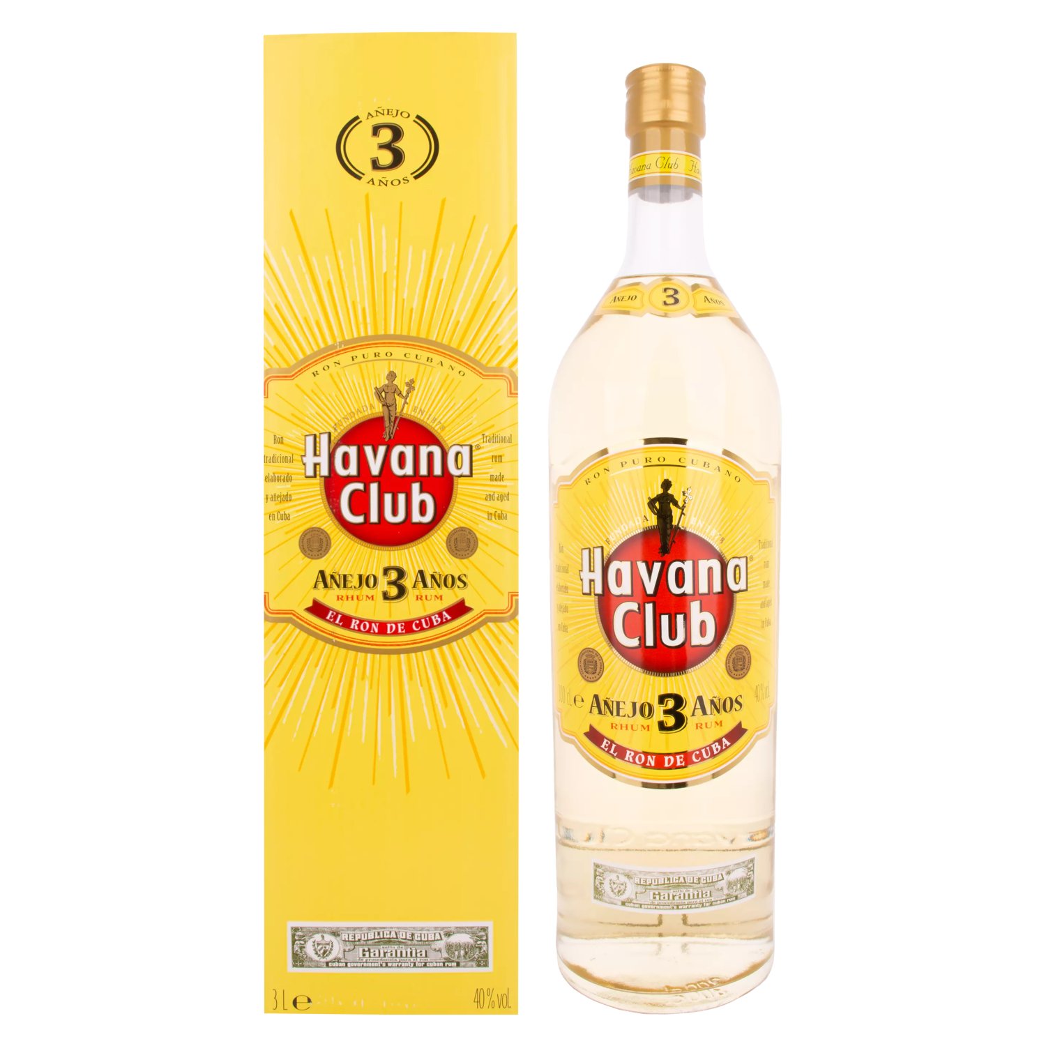 hævn halvleder Diverse varer Havana Club Añejo 3 Años Rum 40% Vol. 3l in Giftbox