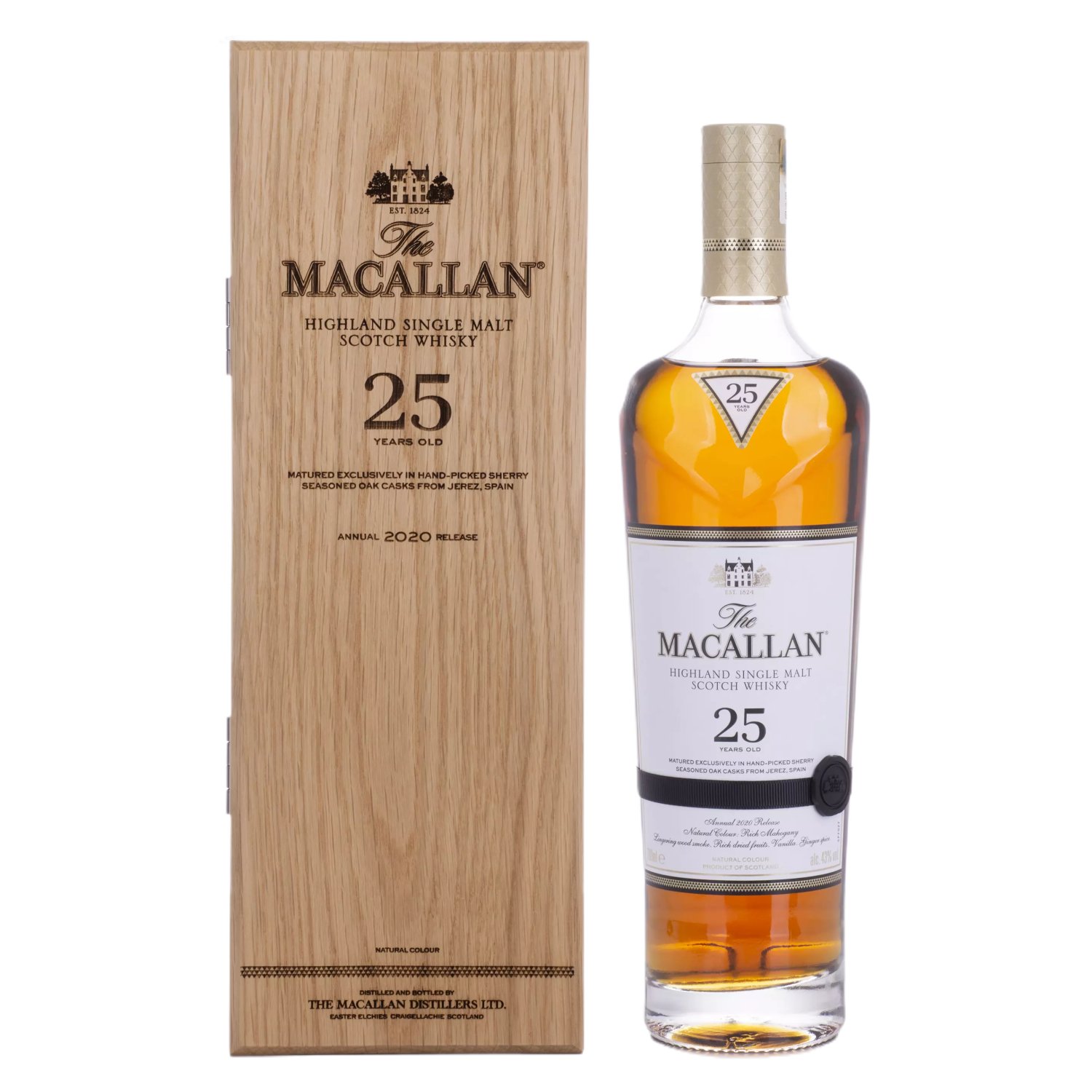 The Macallan 25 Years Old Sherry Oak Highland Single Malt Scotch Whisky 2020 43 Vol 0 7l In Holzkiste