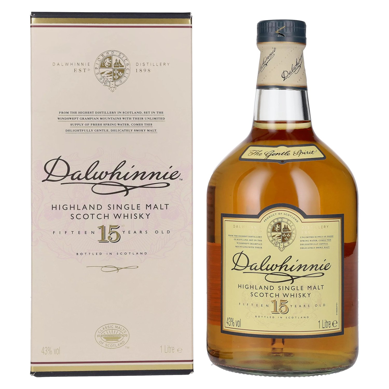 Dalwhinnie 15 Years Old Highland Single Malt Scotch Whisky 43 Vol 1l In Giftbox