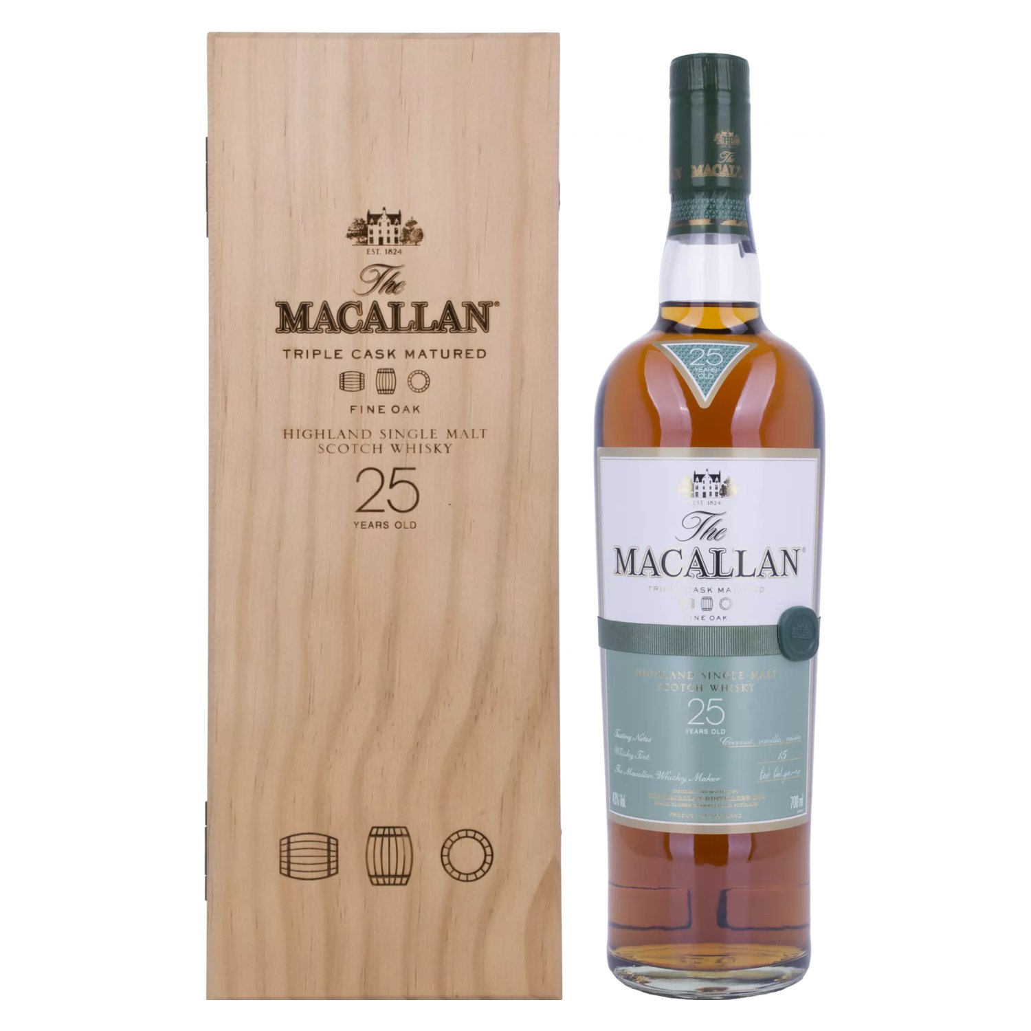 The Macallan 25 Years Old Fine Oak Highland Single Malt Scotch Whisky 43 Vol 0 7l In Holzkiste